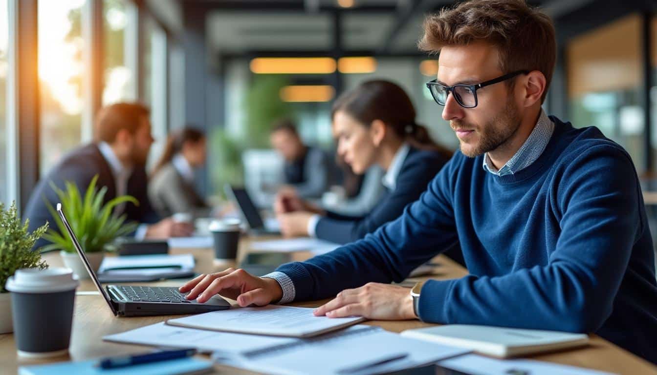 Illustration: Comprendre la comptabilité des vêtements bleu foncé type pull dans le monde du travail